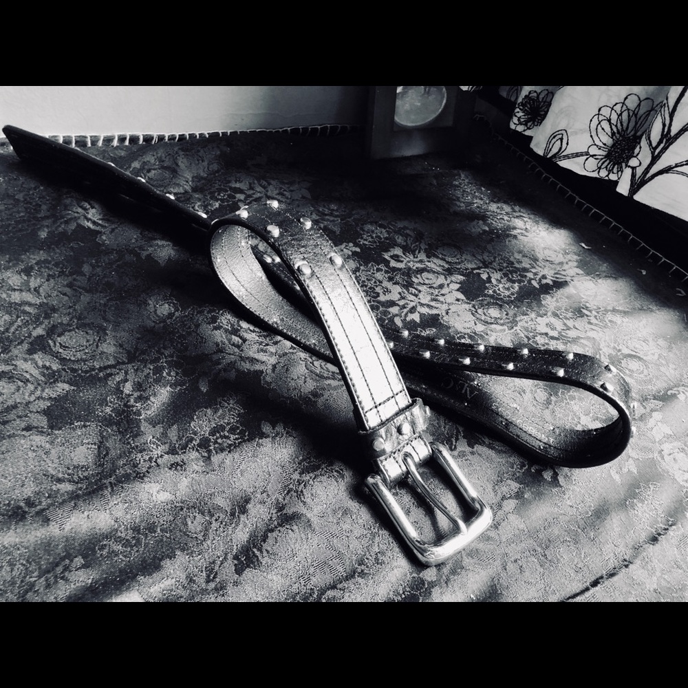 Studded Black Leather Belt